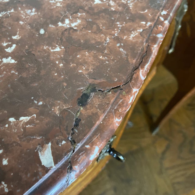 Late 19th Century Pair French Inlaid Louis XV Bombe Commodes For Sale - Image 9 of 10