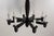 French Black Lacquered Wood Chandelier with Eight Lamps, 1940 For Sale - Image 4 of 13