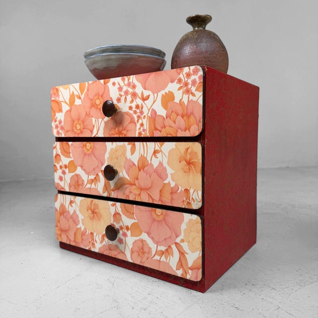 Vintage Japanese Drawer Cabinet with Floral Motif, 1970s For Sale - Image 6 of 11