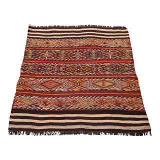 1960s Turkish Geometric Desing Wool Kilim Rug For Sale