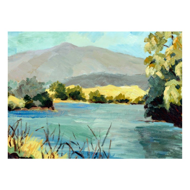 American Mid Century Northern California Mountain Lake Landscape by Margot Wilson Lowe For Sale - Image 3 of 4