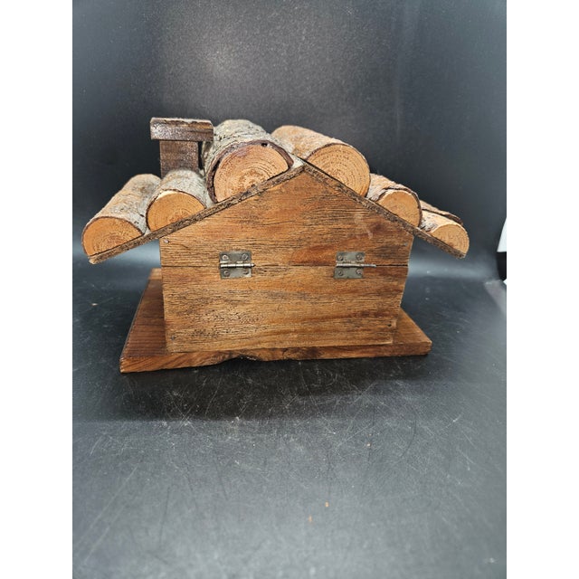 Cabin Vintage Handmade Rustic Wooden Cabin Trinket Box For Sale - Image 3 of 7