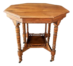 C1880s Eastlake Solid Mahogany Octagonal Center Table