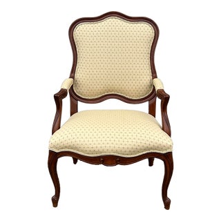 Ethan Allen Upholstered French Fauteuil Chair For Sale