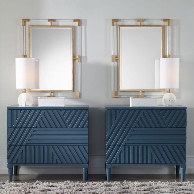 Not Yet Made - Made To Order New Gold W/ Acrylic Bars Mirror For Sale - Image 5 of 5