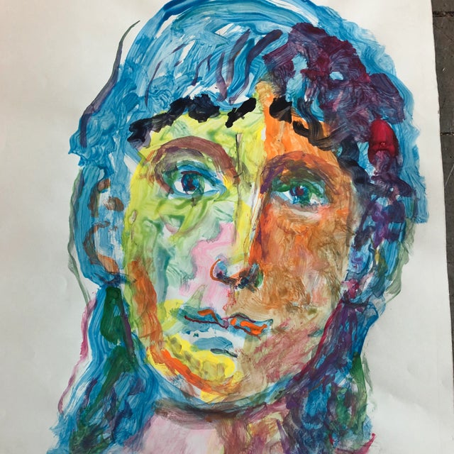 Original painting on light blue paper 12 x 18 signed bottom left unframed.