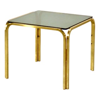 Vintage Coffee Table in Brass and Smoked Glass, 1960s For Sale