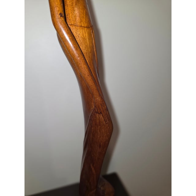 Auburn Large 21" Mid-Century Balinese Art Deco Macassar Ebony Wood Elongated Maiden Sculpture by a.a. Fatimah For Sale - Image 8 of 12