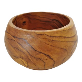 Simple Teak Wood Round Bowl For Sale
