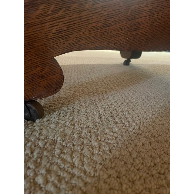 Brown Early 20th C. Round Tiger Oak Pedestal Dining Table For Sale - Image 8 of 8