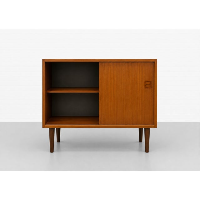 Wood Mid Century Modern Teak Jr. Credenza | Danish Storage Entryway Cabinet, Circa 1960's For Sale - Image 7 of 15