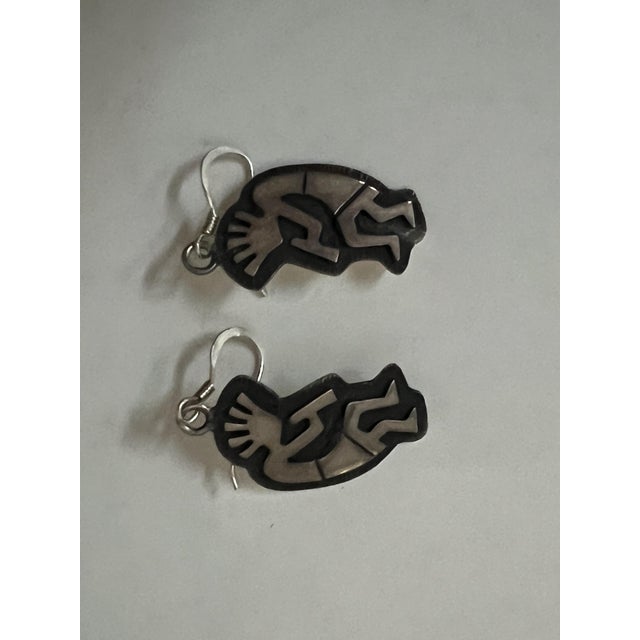 Native American Native American Style Earrings Featuring a Kokopelli Design, Crafted From Sterling Silver For Sale - Image 3 of 4