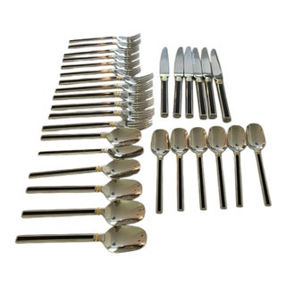 1990s Oneida Silver "Midnight" Stainless Flatware - 30 pcs For Sale