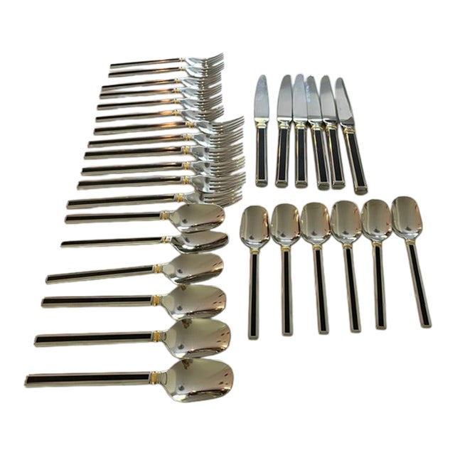 1990s Oneida Silver "Midnight" Stainless Flatware - 30 pcs For Sale