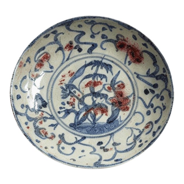 Chinese Ceramic Plate,Blue and White Porcelain Plate Hand Painted Flowers Pattern For Sale