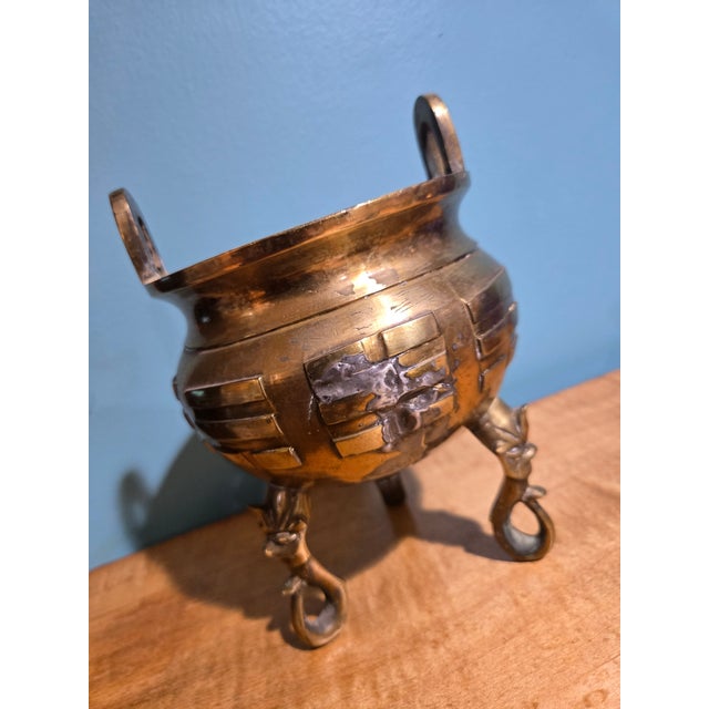 Early 20th Century Chinese Brass Foo Dog Incense Burner For Sale - Image 5 of 8