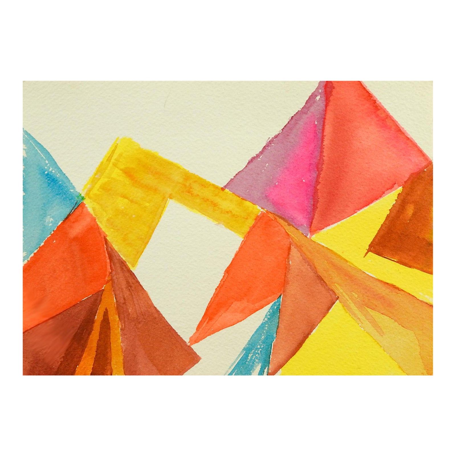 Abstract Mountain Triangles Watercolor Painting Chairish
