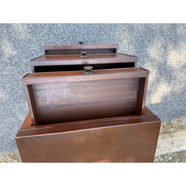 Early 20th Century Pair of Regency Style Inlaid Mahogany Three Drawer Bedside Tables/ Nightstands For Sale - Image 11 of 18