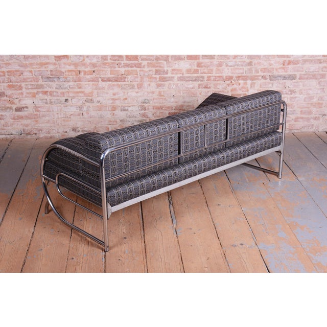 Bauhaus Sofa in Chrome and Fabric from Robert Slezak, Czech, 1930s For Sale - Image 10 of 18