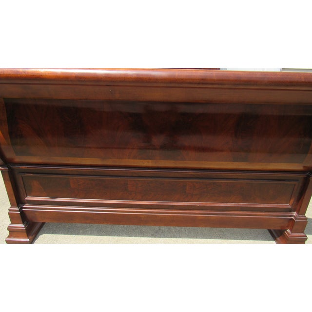 Brown Lane Cherry Sleigh Queen Bed Bedframe Designer For Sale - Image 8 of 9