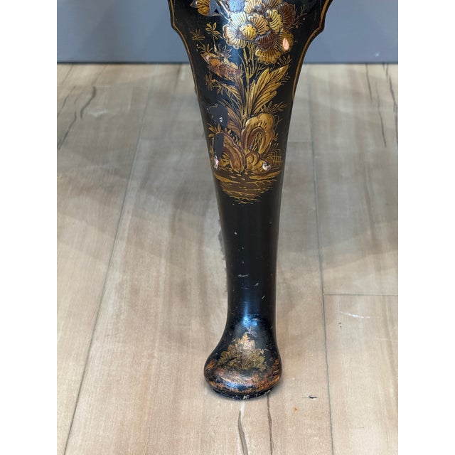 Black Early 19th Century English Chinoiserie Decorated Footstool With Queen Anne Legs For Sale - Image 8 of 9