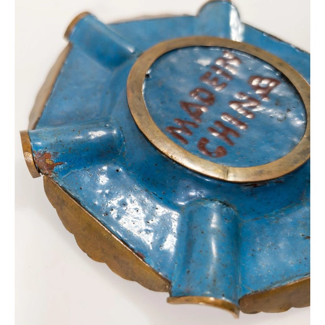 Metal 20th Century Chinese Cloisonne Enamel Ashtray With Flowers For Sale - Image 7 of 7