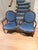Blue Pair of Ultra Suede Blue Louis Style Armchairs For Sale - Image 8 of 9