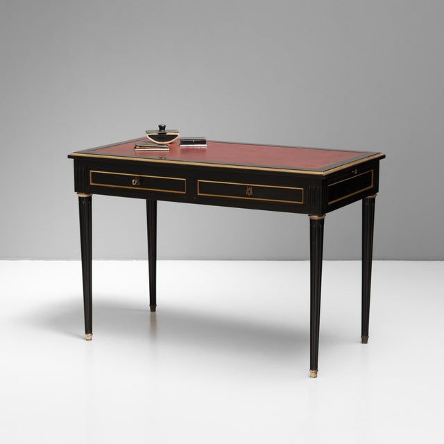 Ebonised Walnut Desk, 1940s For Sale - Image 3 of 12