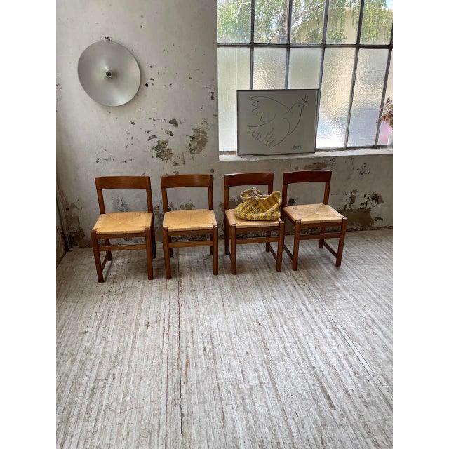 Straw & Elm Chairs, 1950s, Set of 4 For Sale - Image 12 of 18