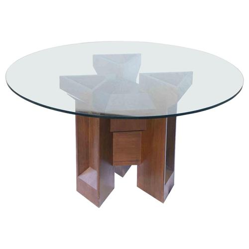 Wood Vintage Mahogany and Glass Table, Italy, 1960s For Sale - Image 7 of 7