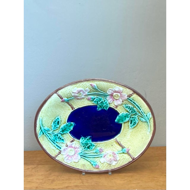 Vintage Majolica Floral Plate For Sale - Image 12 of 12