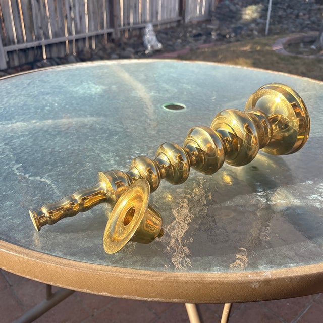 Mid-Century Modern 1960's Brass Floor Candlestick For Sale - Image 3 of 3