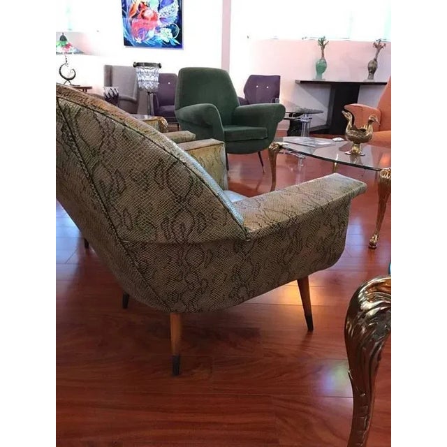 Beige Italian Mid-Century Modern Club Chairs With Faux Snake Skin - a Pair For Sale - Image 8 of 9
