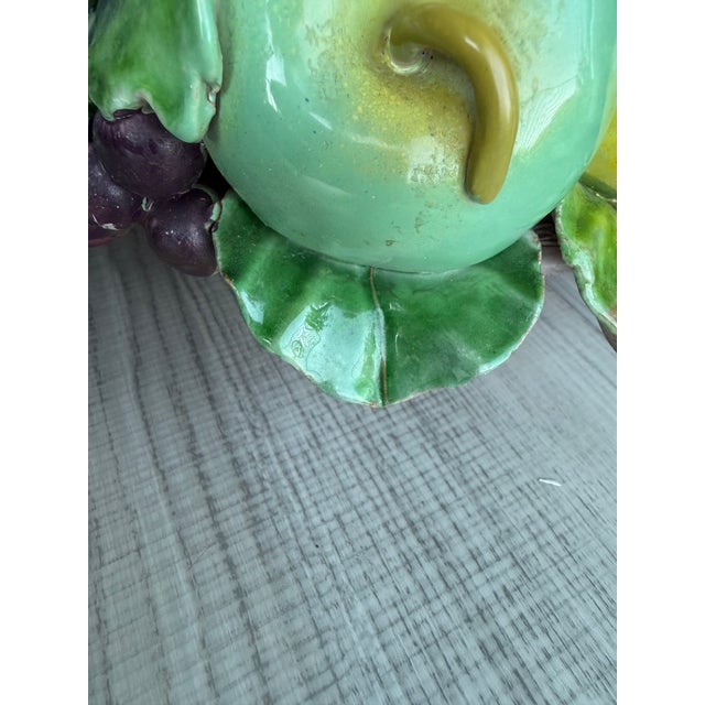 Vintage 20th Century Italian Majolica Ceramic Fruit Basket Centerpiece by Cottura For Sale - Image 11 of 14