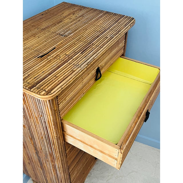 Rattan Chest of Drawers attributed to Adrien Audoux and Frida Minet, 1960s For Sale - Image 13 of 15