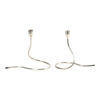 Sterling Silver Serpent Candlestick Holder Pair Towle Silversmiths by Marion Anderson Noyes For Sale