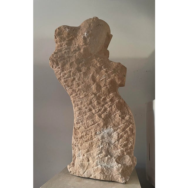 1990s Bust Lady Sculpture Statue Vintage Hand Carved Stone Decor Art Collectible For Sale - Image 11 of 12