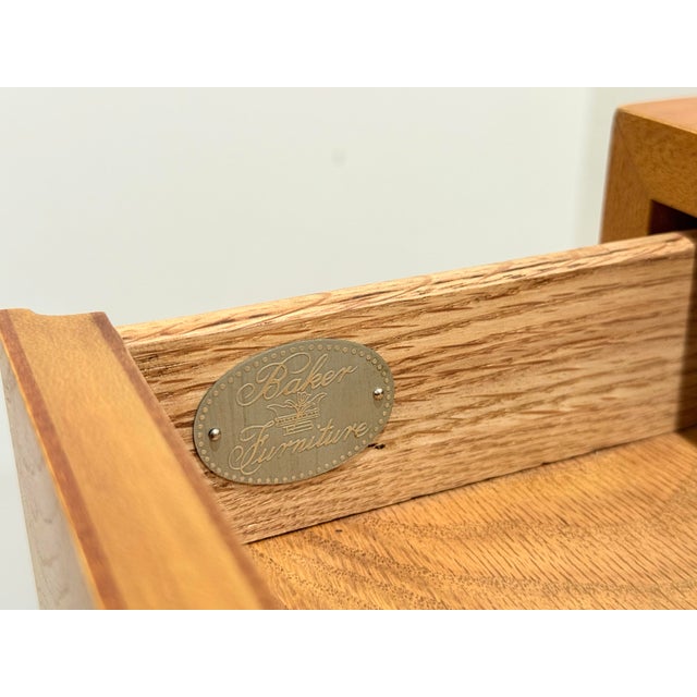 Biedermeier Vintage Biedermeier Style Chest by Baker - Burl Ash + Maple - High Boy Dresser For Sale - Image 3 of 11