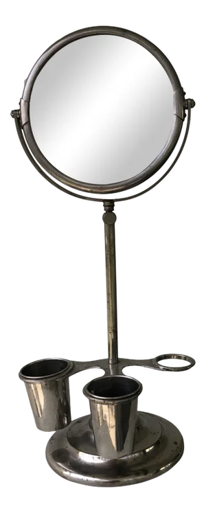 Antique 1900s Edwardian Adjustable Pewter Shaving Mirror