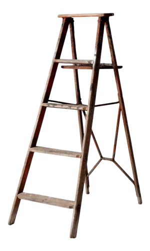 Vintage Rustic Painted Wooden Ladder