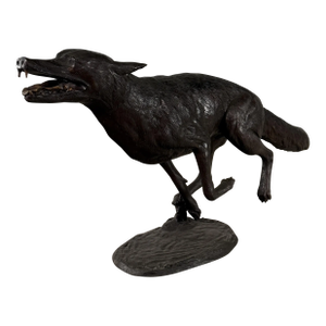 Life-Size Running Coyote Bronze Sculpture – 56” Long