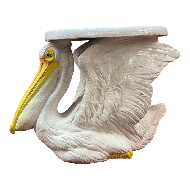 1960s Pelican Vintage Coastal Italian Ceramic Low Stool Table Terracotta For Sale