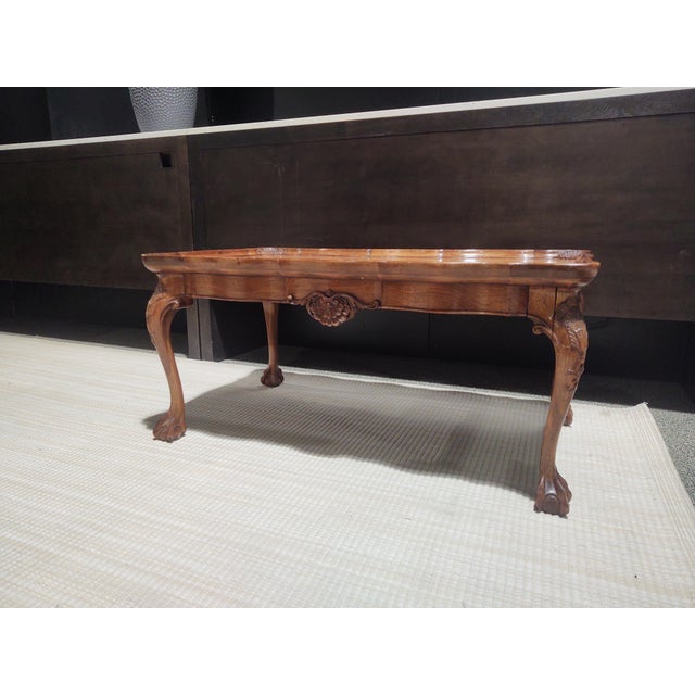 Imperial Furniture, Grand Rapids Grand Rapids Walnut Shell Carved Claw Foot Coffee Table For Sale - Image 4 of 12