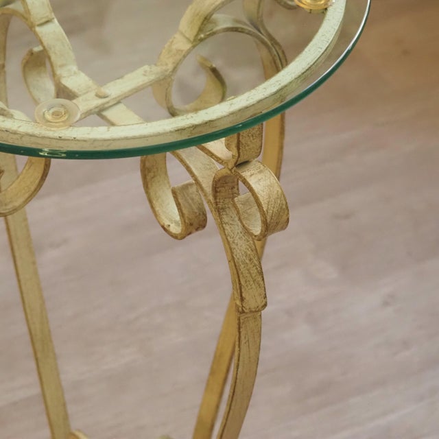 Round Side Table with Glass and Metal Frame For Sale - Image 4 of 10