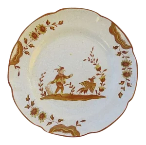 French faience mustard and white plate