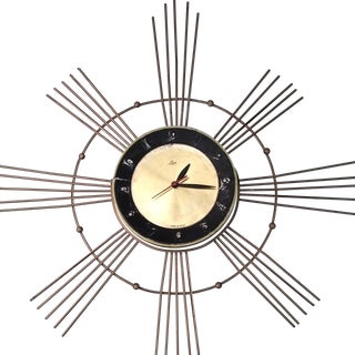 Vintage 1960s Starburst Clock For Sale