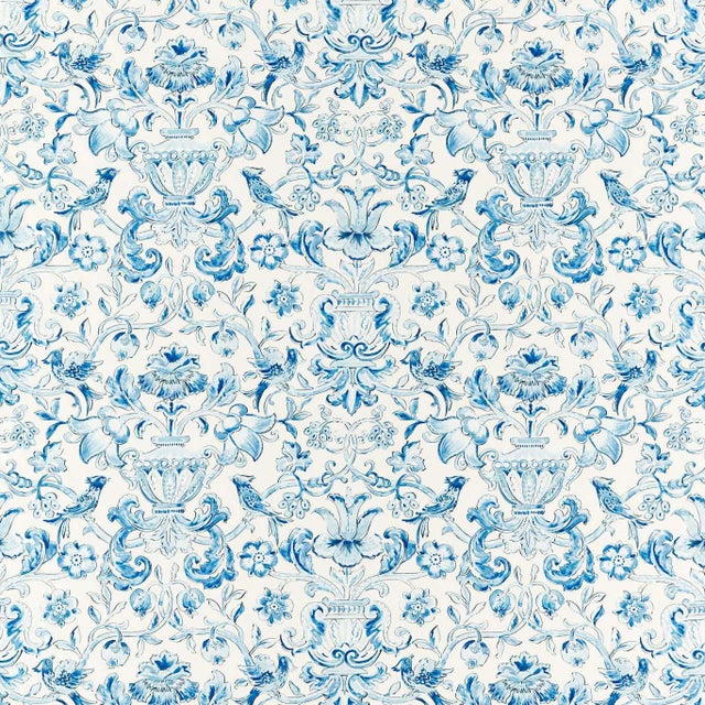 Zoffany Pompadour Print Fabric in Indigo For Sale