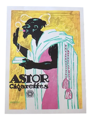 Vintage Poster Lithograph for Astor Cigarettes by Hoppler - 17" X 24"