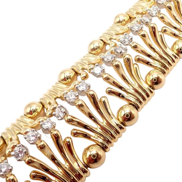 Tiffany & Co. Jean Schlumberger Diamond Yellow Gold and Platinum Hands Bracelet For Sale In Philadelphia - Image 6 of 12