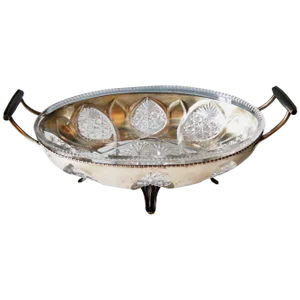 Large Austrian Silver Bowl with Glass Liner, 1900-1910